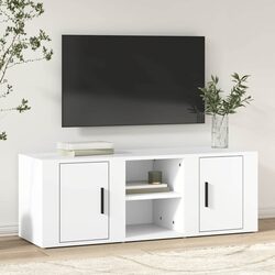 Compact and Reliable White TV Cabinet 100x31.5x35 cm