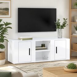 Compact and Stylish High Gloss White TV Cabinet