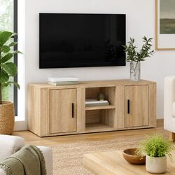 TV Cabinet Media Unit Storage Furniture Brown Engineered Wood 100x31.5x35 cm