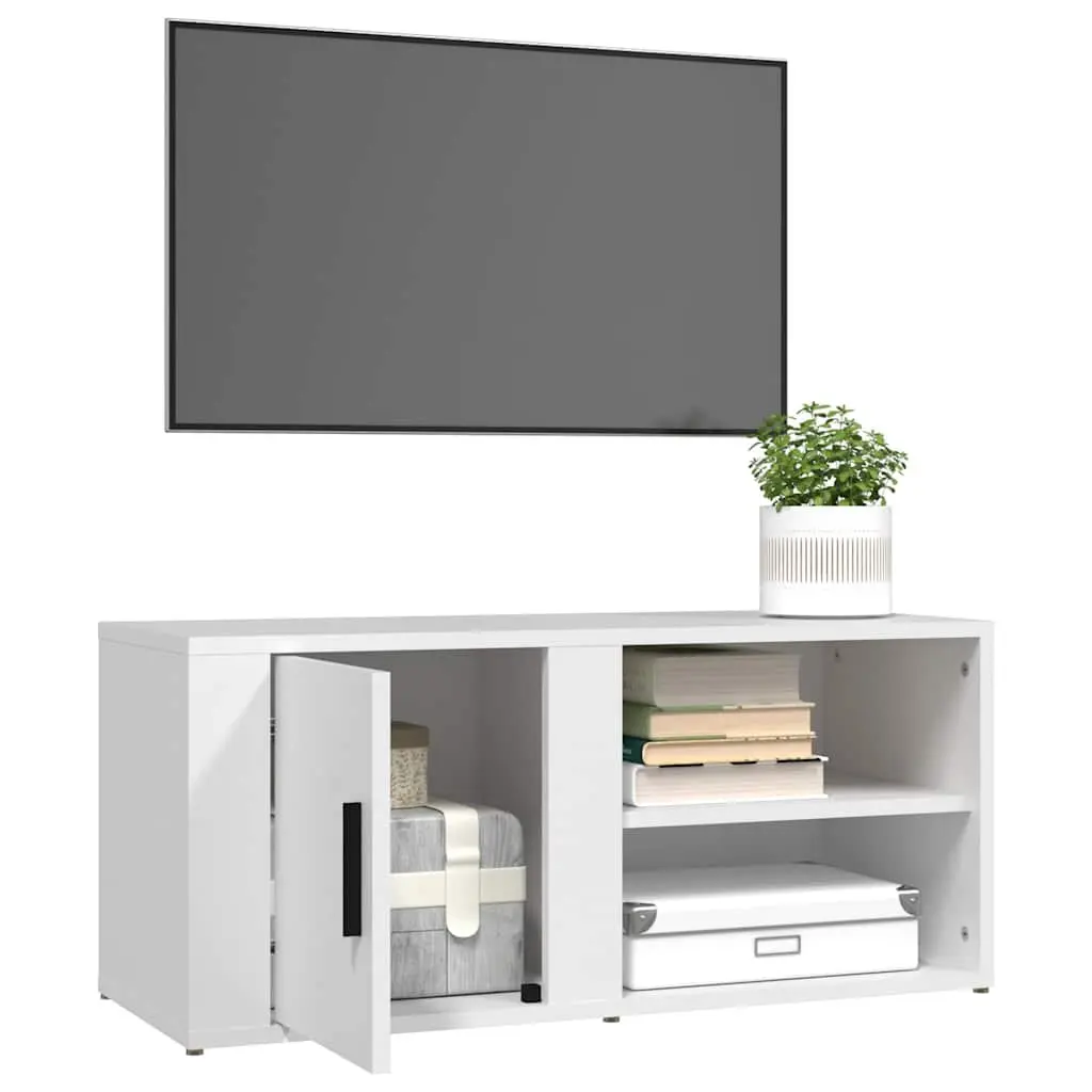 TV Cabinets 2 pcs White 80x31.5x36 cm Media Storage Unit with Doors Compartments