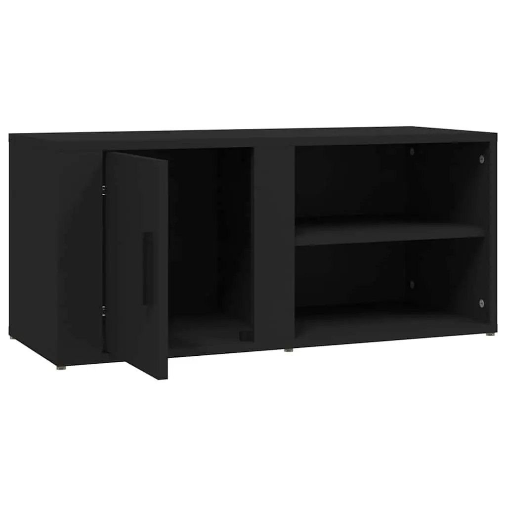 TV Cabinets Black 80x31.5x36 cm 2 Piece Media Storage Unit with Doors