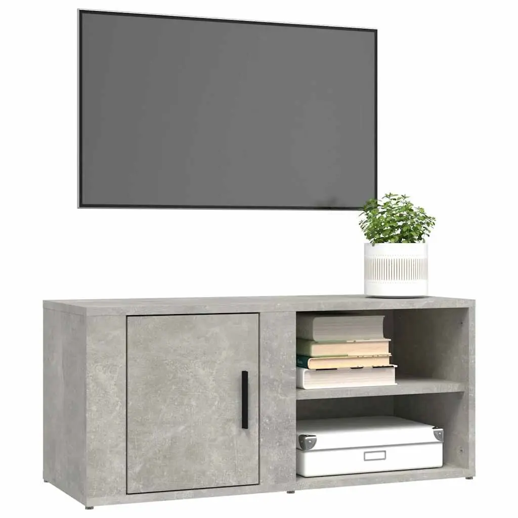 TV Cabinets Grey 80x31.5x36 cm Set of 2 Media Storage Unit with Hinged Doors and Compartments