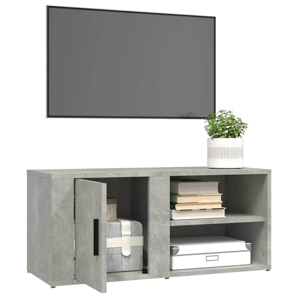 TV Cabinets Grey 80x31.5x36 cm Set of 2 Media Storage Unit with Hinged Doors and Compartments