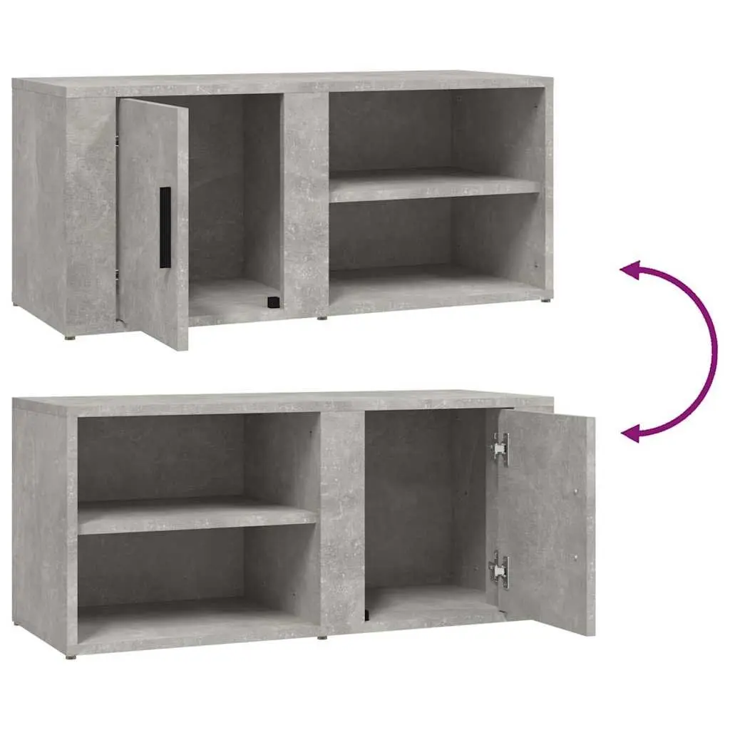 TV Cabinets Grey 80x31.5x36 cm Set of 2 Media Storage Unit with Hinged Doors and Compartments