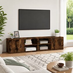 Compact and Reliable 2-Piece Brown TV Cabinets