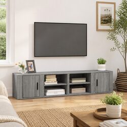 TV Cabinets 2 pcs Grey Sonoma Media Storage Unit with Doors Compartments
