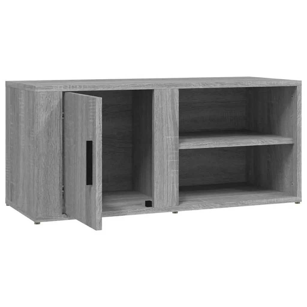 TV Cabinets Grey 2 Piece Media Storage Unit with Doors Compartments