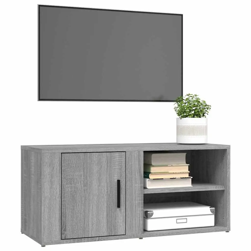 TV Cabinets Grey 2 Piece Media Storage Unit with Doors Compartments