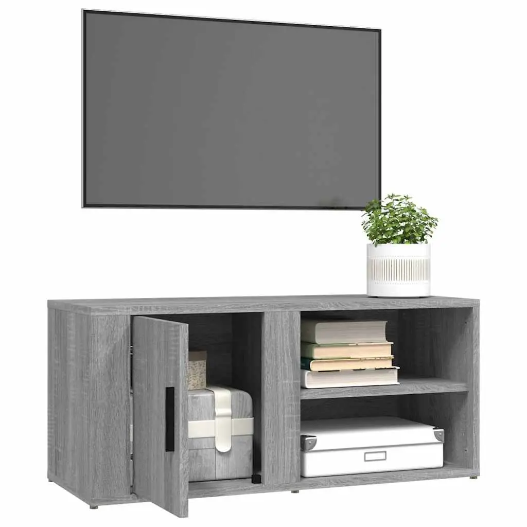 TV Cabinets Grey 2 Piece Media Storage Unit with Doors Compartments
