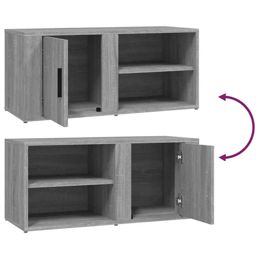 TV Cabinets Grey 2 Piece Media Storage Unit with Doors Compartments