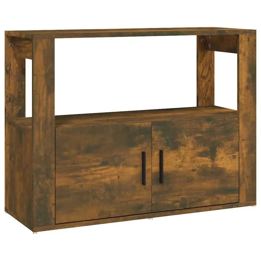 Sideboard Cabinet Brown Engineered Wood Storage with Shelving and Doors