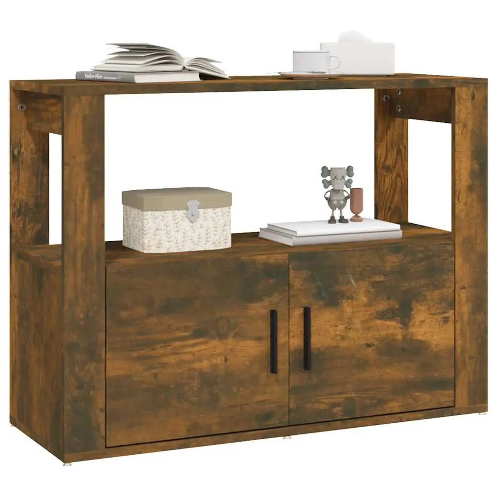 Sideboard Cabinet Brown Engineered Wood Storage with Shelving and Doors