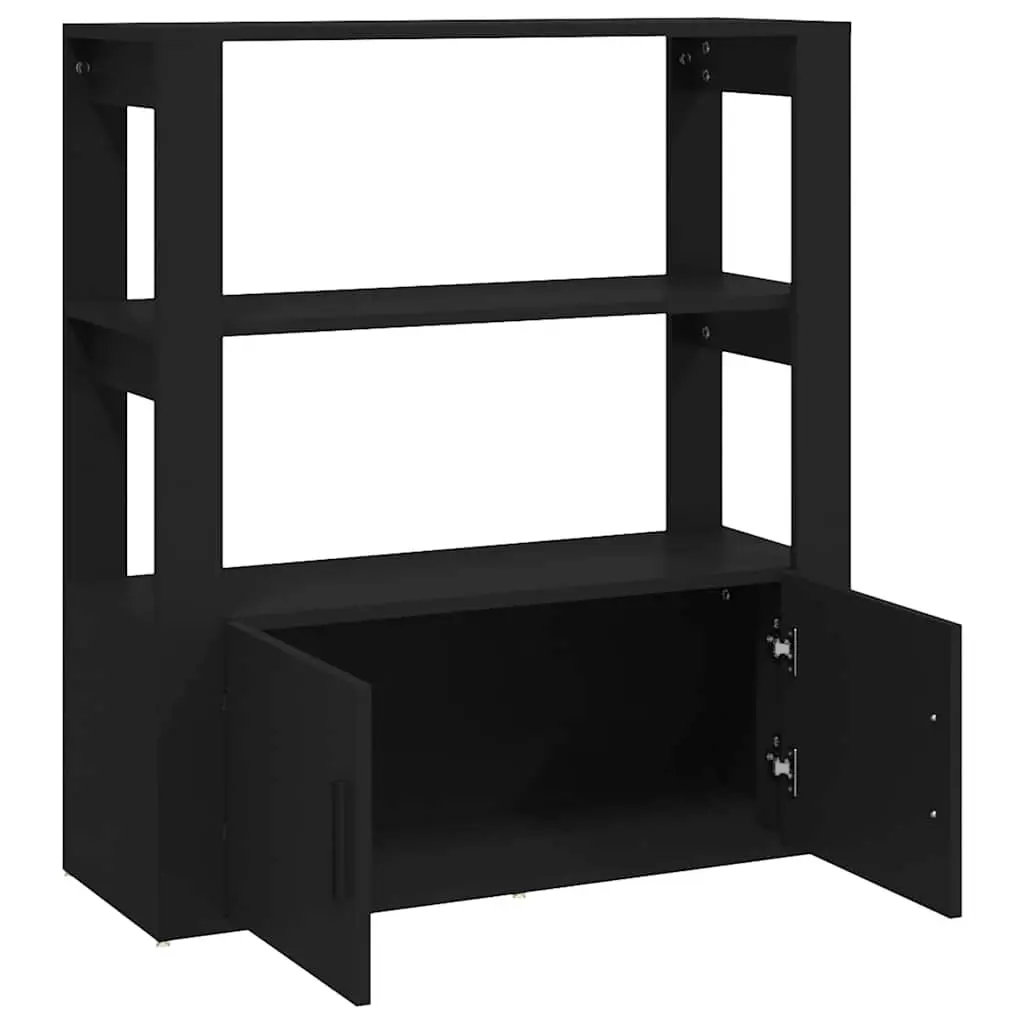Storage Cabinet Black Engineered Wood 80x30x90 cm Sideboard with Doors and Shelves