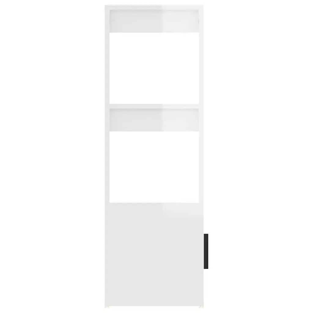 Sideboard White High Gloss Engineered Wood Storage Cabinet with Shelves and Doors