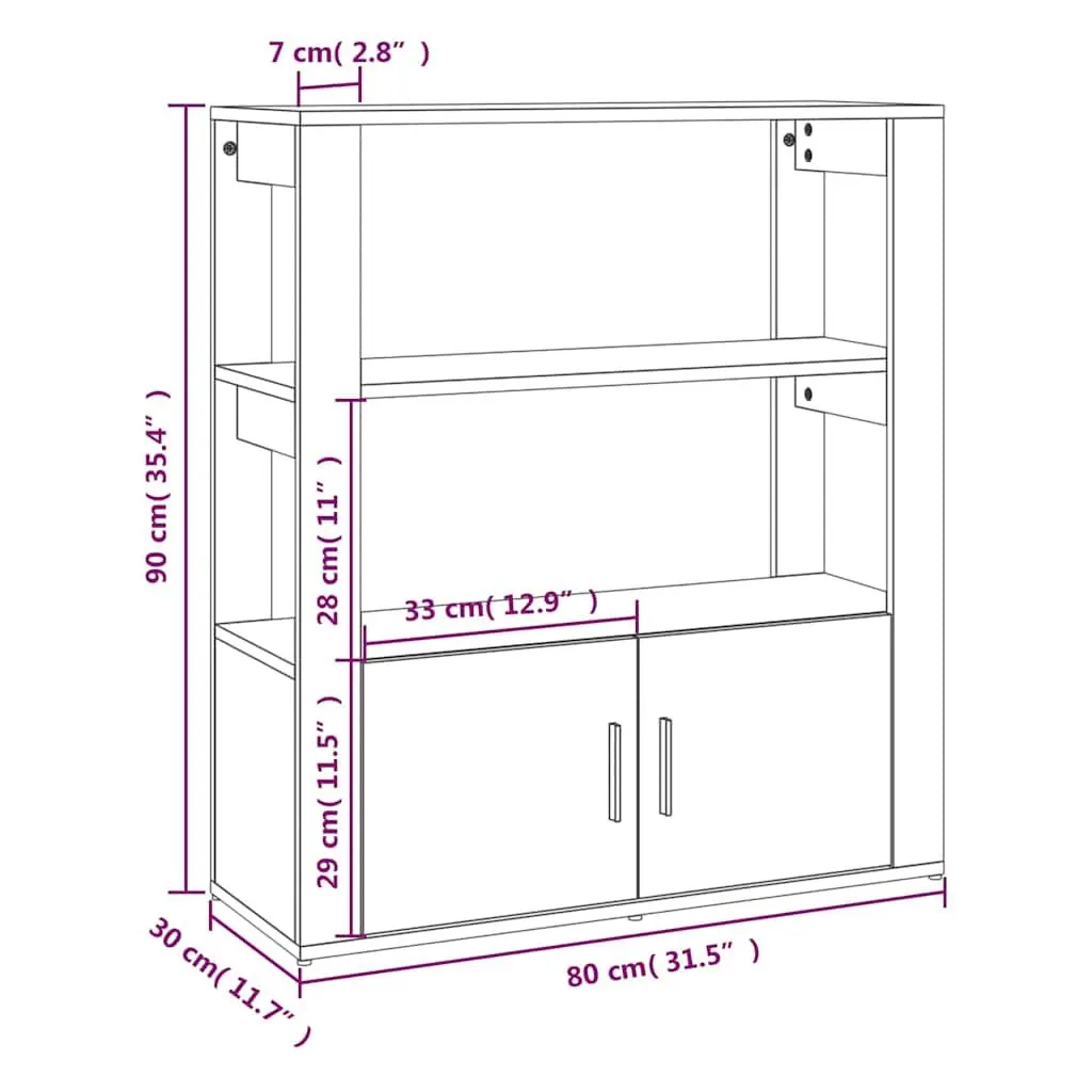 Sideboard White High Gloss Engineered Wood Storage Cabinet with Shelves and Doors