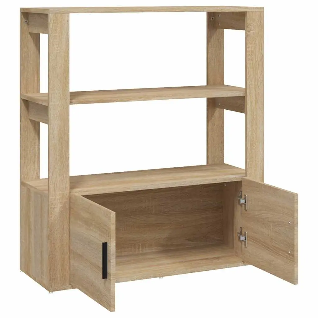 Sideboard Brown Engineered Wood Storage Cabinet with Shelves and Doors for Living Room
