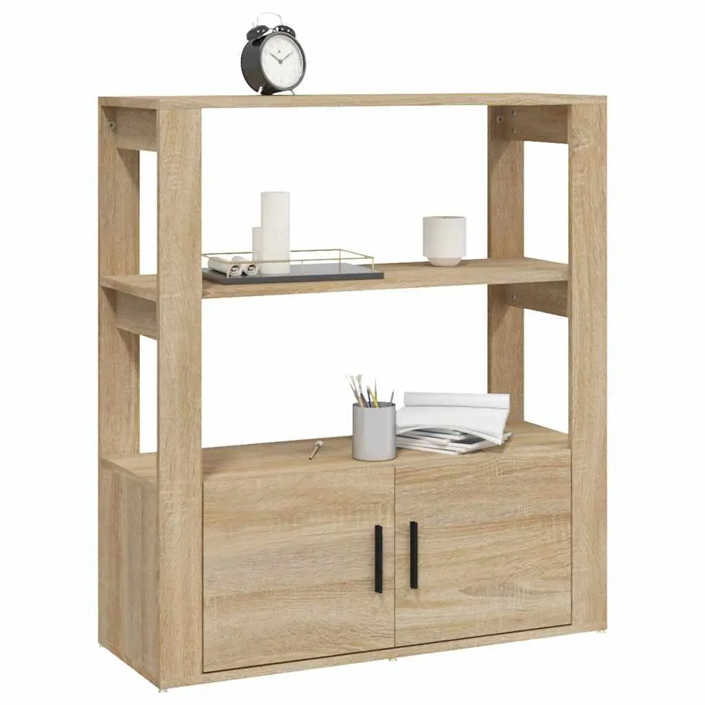 Sideboard Brown Engineered Wood Storage Cabinet with Shelves and Doors for Living Room