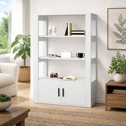 White Sideboard Cabinet 80x30x119.5cm Engineered Wood Storage Buffet Furniture