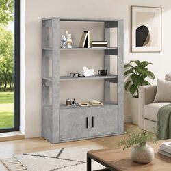 Grey Sideboard with Engineered Wood Shelves and Doors
