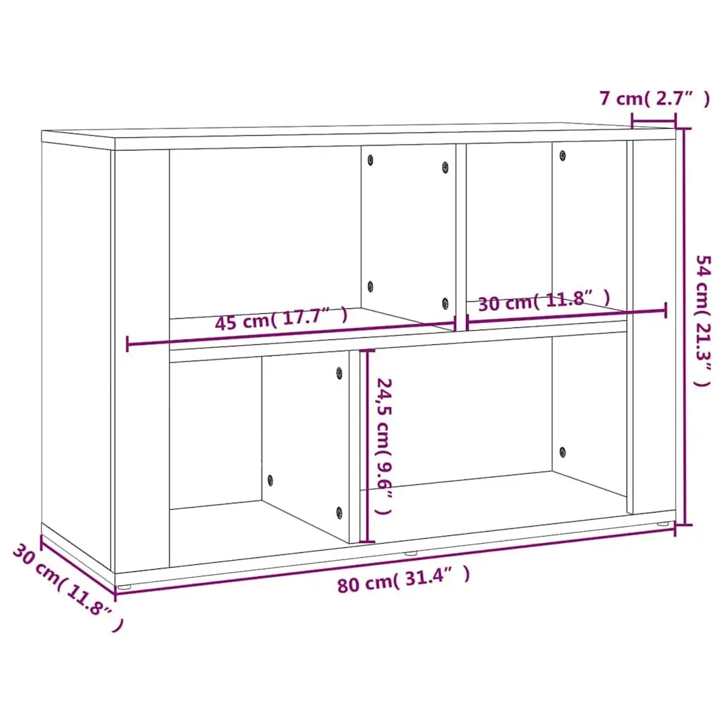 Grey Sideboard Storage Cabinet Engineered Wood Living Room Organizer 80x30x54cm