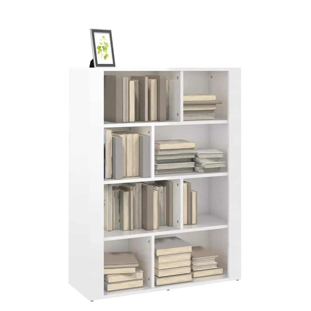 Sideboard White High Gloss Engineered Wood Multiple Compartments