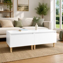 End Tables Side Tables 2 pcs White High Gloss Scandinavian Living Room Accent