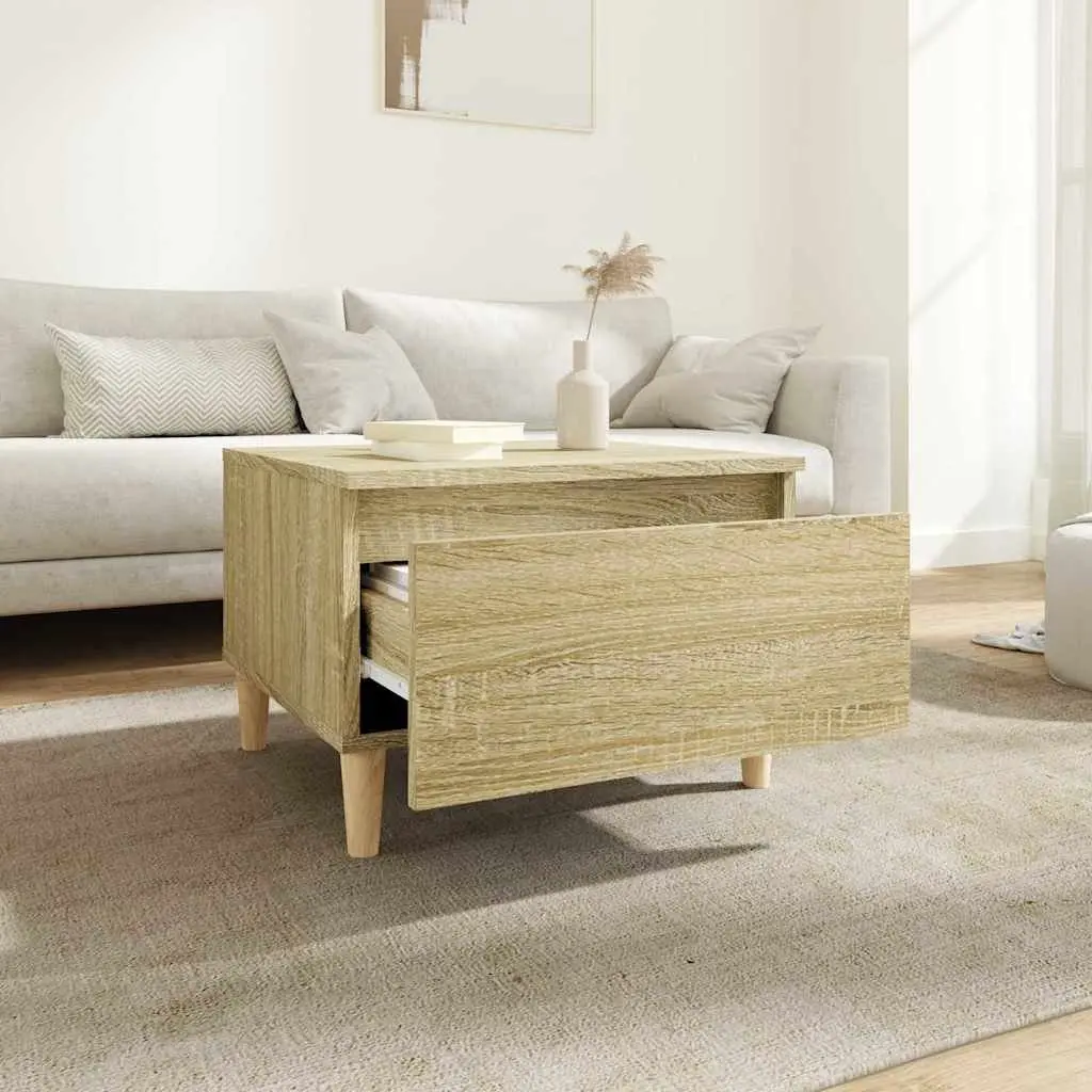 End Table Brown 2 Piece Engineered Wood Storage Drawer Living Room