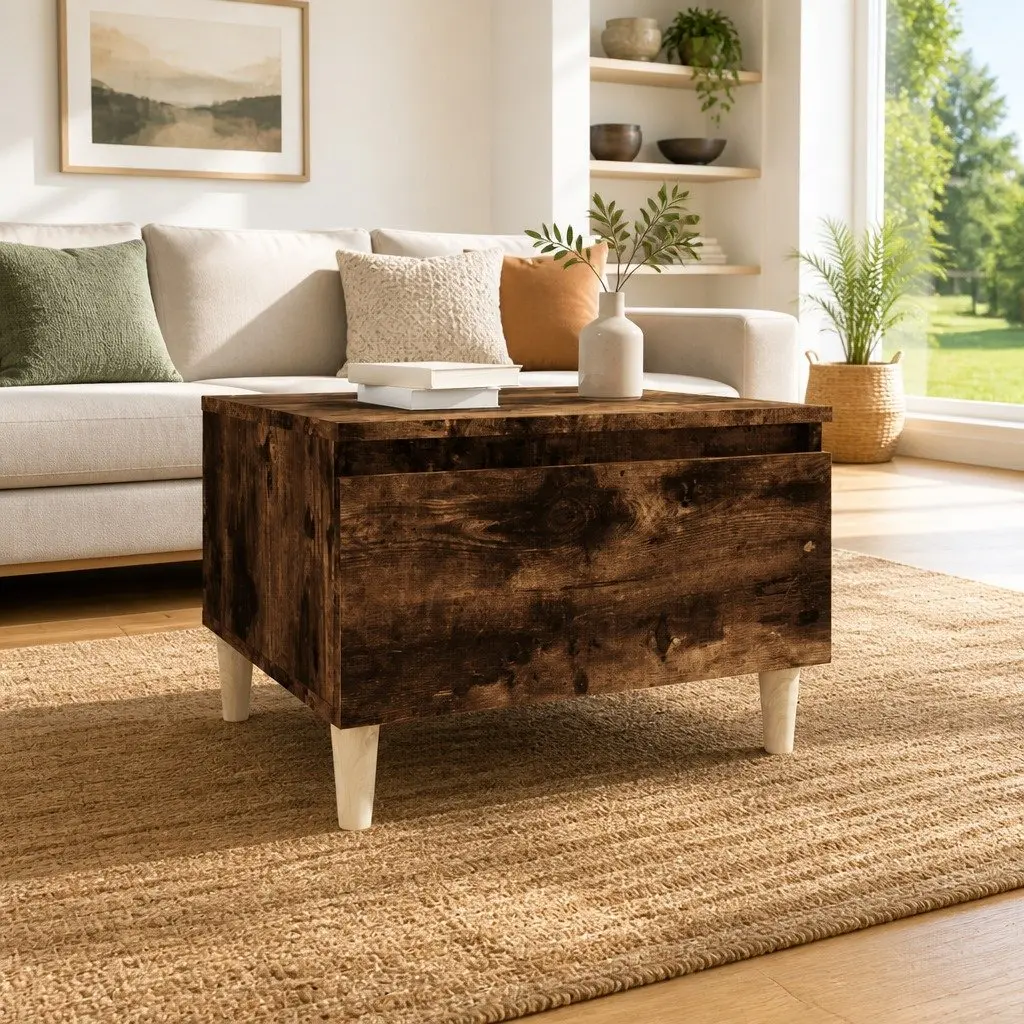 End Table Side Table with Drawer Storage Brown Scandinavian Accent Furniture