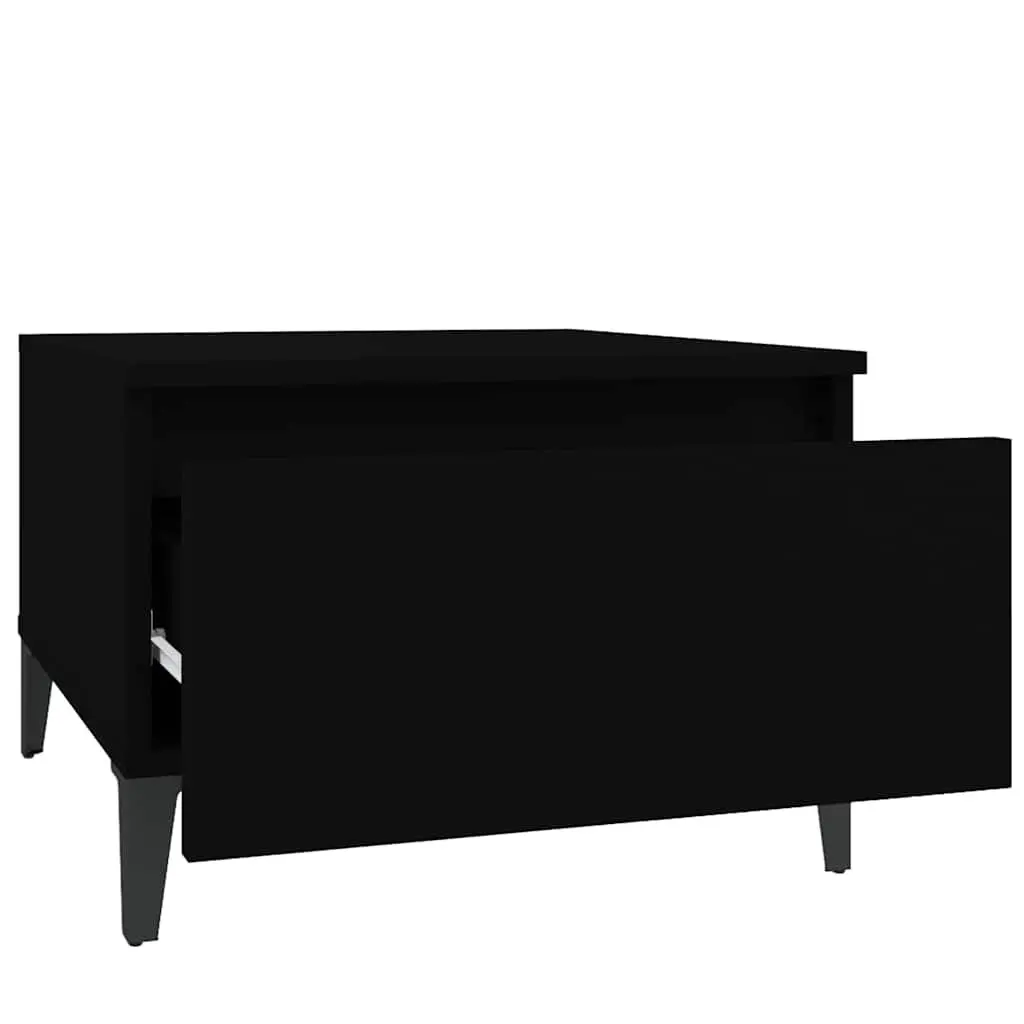 Side Tables Black 50x46x35 cm Storage Drawer 2 Piece Living Room Accent Furniture