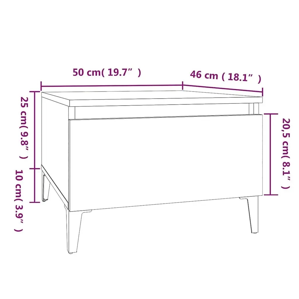 Side Tables Black 50x46x35 cm Storage Drawer 2 Piece Living Room Accent Furniture