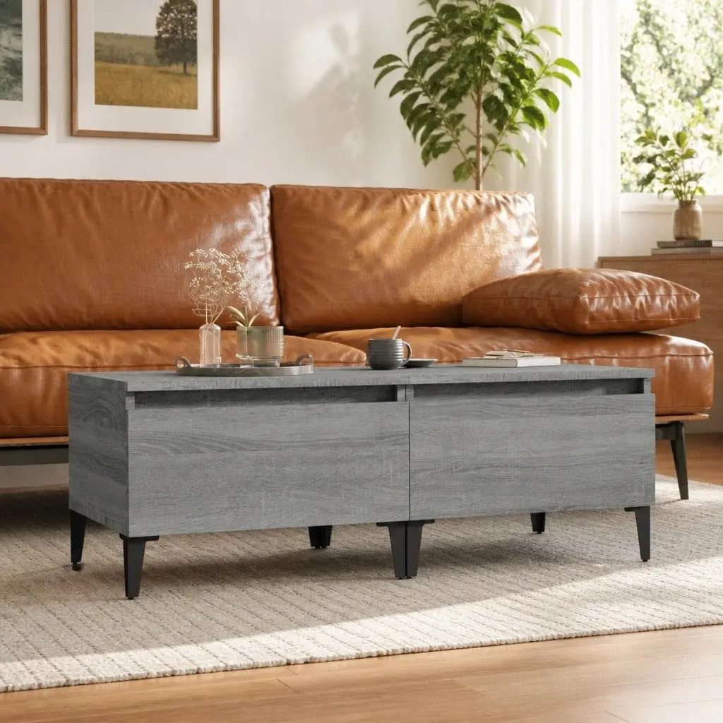 Side Tables Grey 50 x 46 x 35 cm Engineered Wood Accent Tables with Drawer Storage