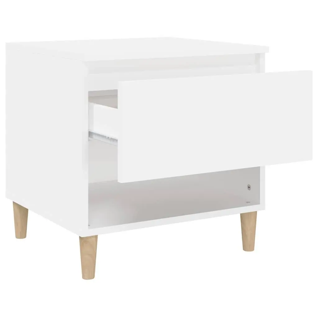 White Compact Nightstand Engineered Wood Storage 50x46x50 cm for Bedroom