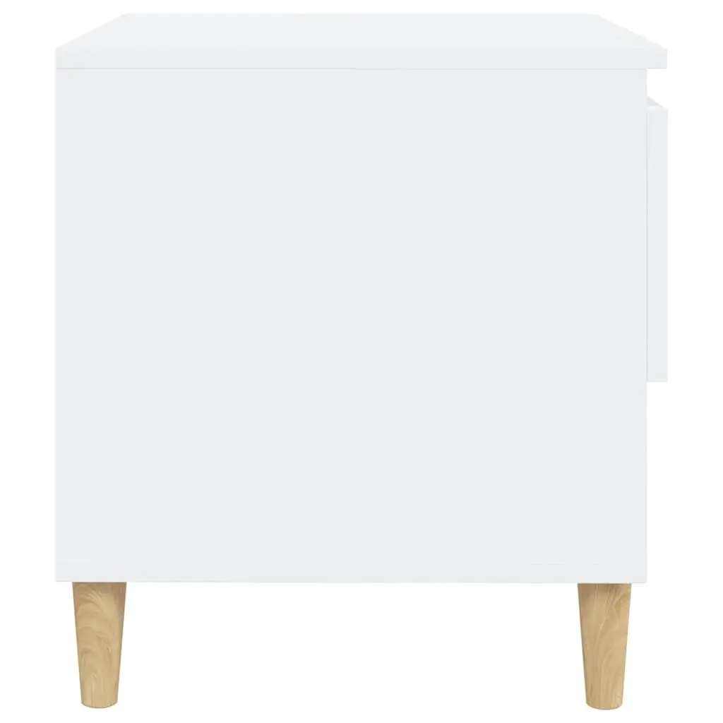 White Compact Nightstand Engineered Wood Storage 50x46x50 cm for Bedroom