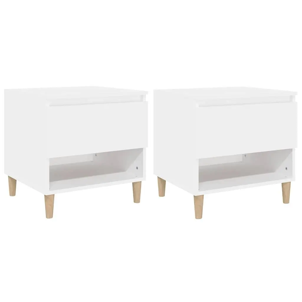 Bedside Tables White 50x46x50 cm Storage Nightstands Engineered Wood Set of 2
