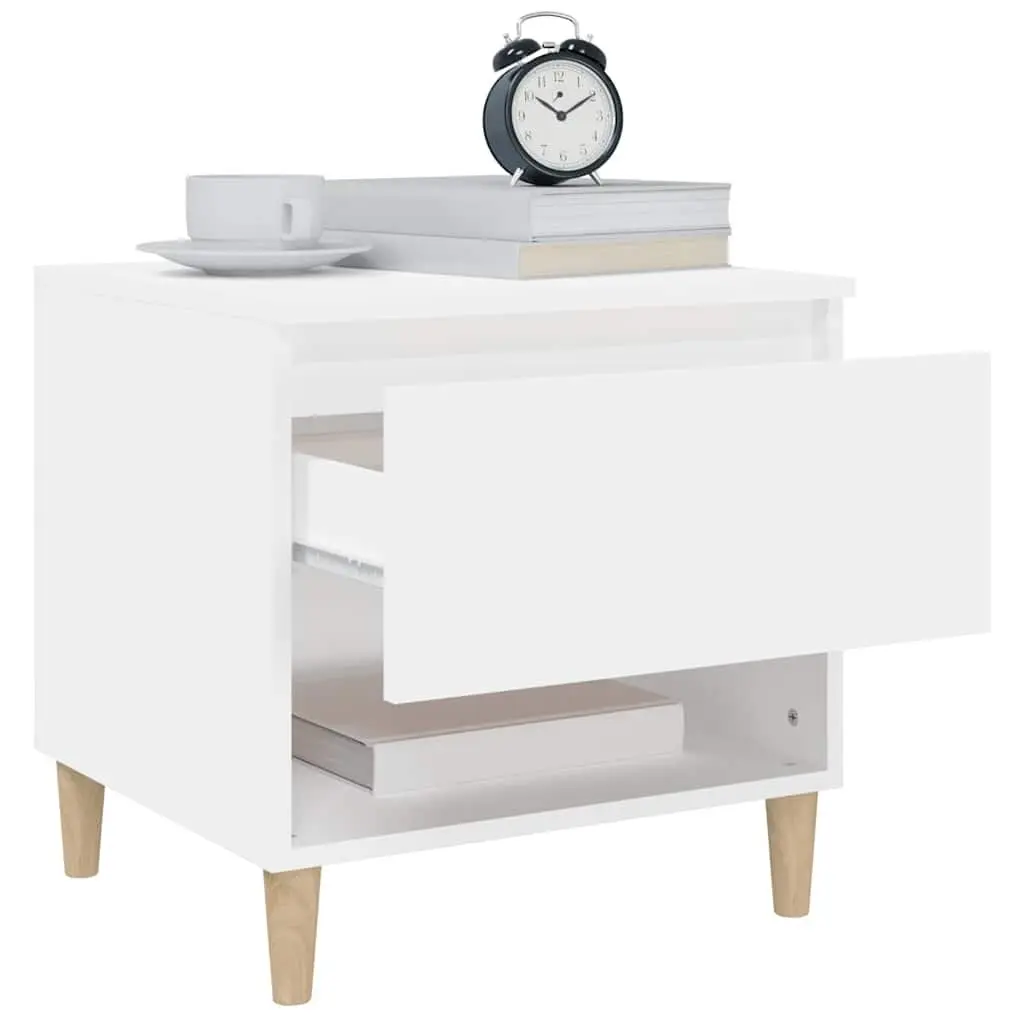 Bedside Tables White 50x46x50 cm Storage Nightstands Engineered Wood Set of 2