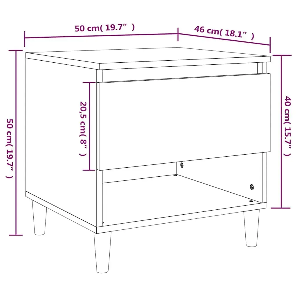 Bedside Tables White 50x46x50 cm Storage Nightstands Engineered Wood Set of 2