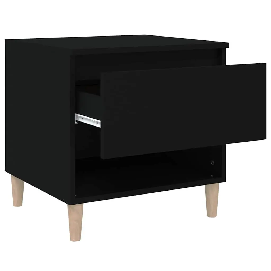 Bedside Table Black Engineered Wood 50x46x50cm Storage Cabinet