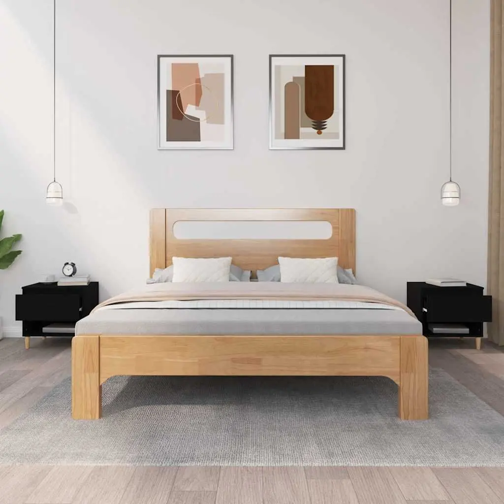 Bedside Tables Black 50x46x50 cm Engineered Wood Storage Nightstand Set of 2