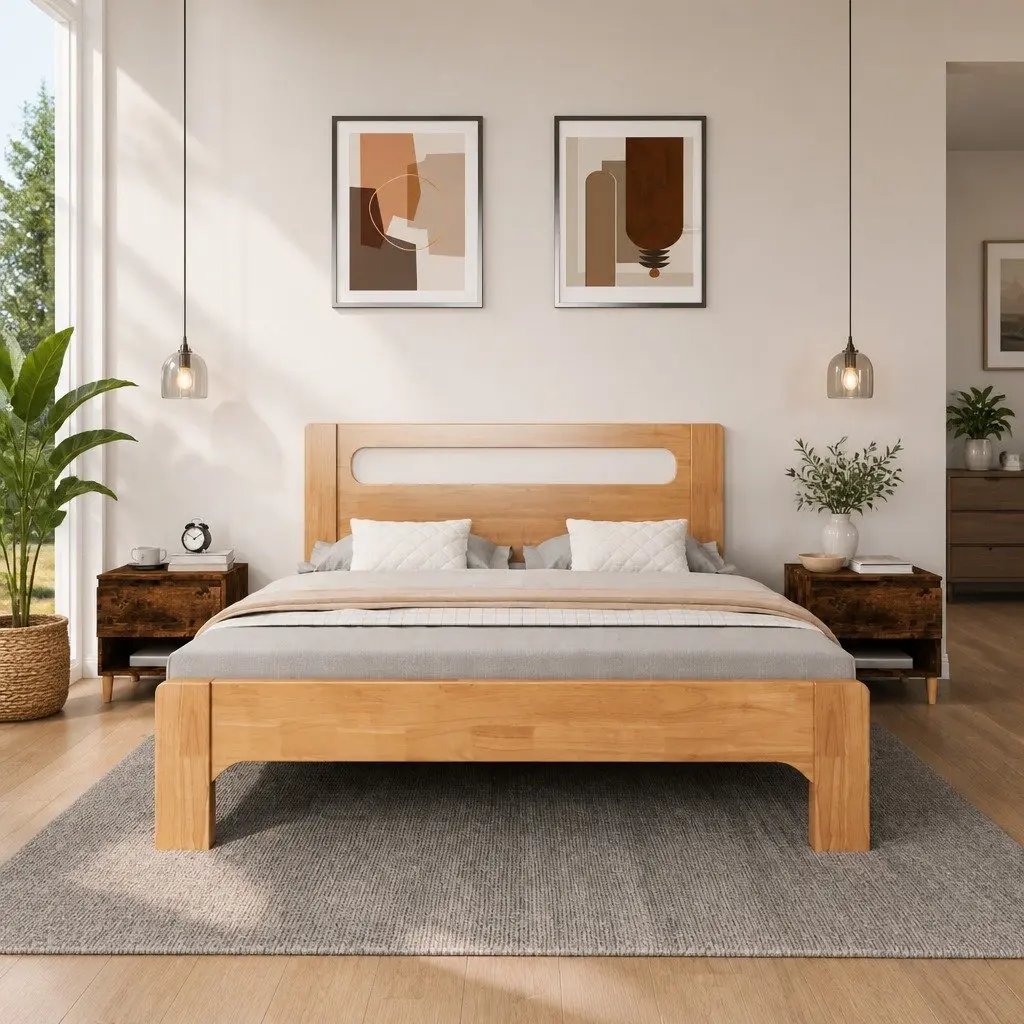 Bedside Tables Brown Engineered Wood Set of 2 Nightstands Bedroom Storage