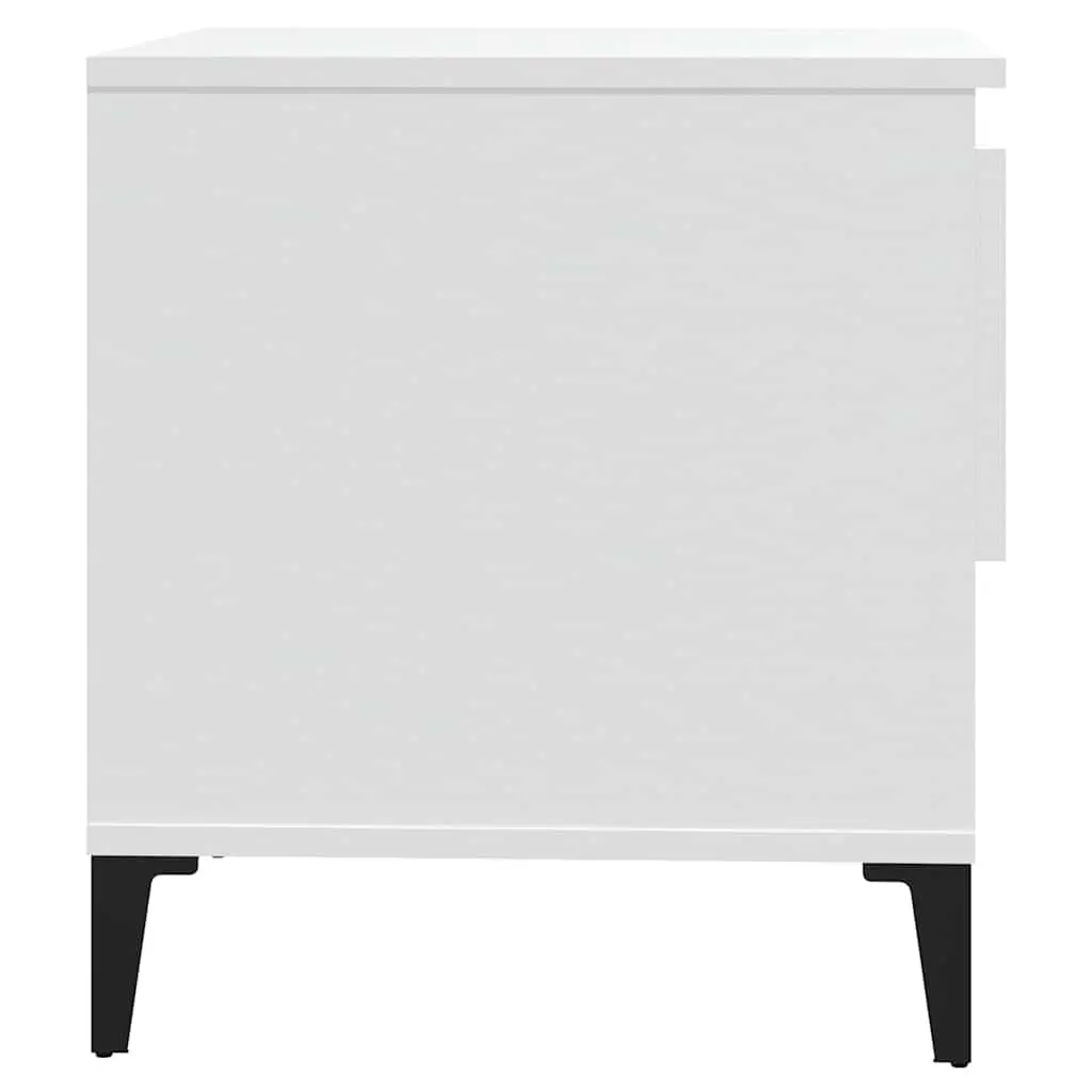 End Tables White 2 Piece Engineered Wood Side Table with Storage Drawer