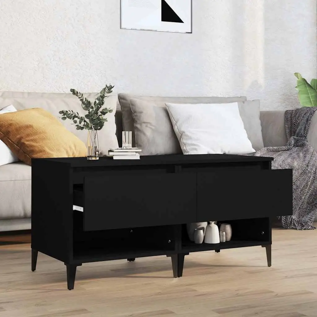 End Tables Black 50W x 46D x 50H cm 2 Piece with Storage Drawer and Compartment