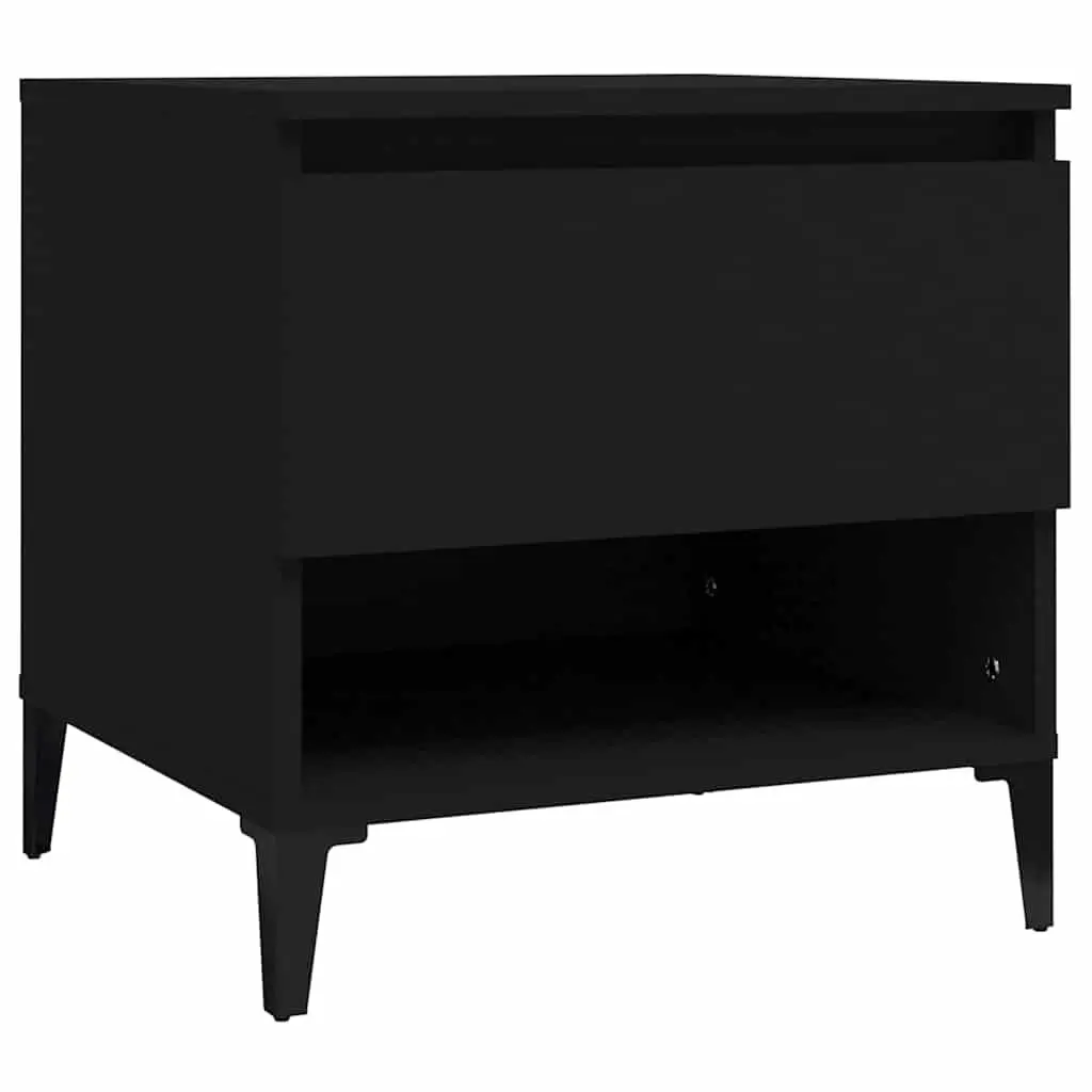 End Tables Black 50W x 46D x 50H cm 2 Piece with Storage Drawer and Compartment