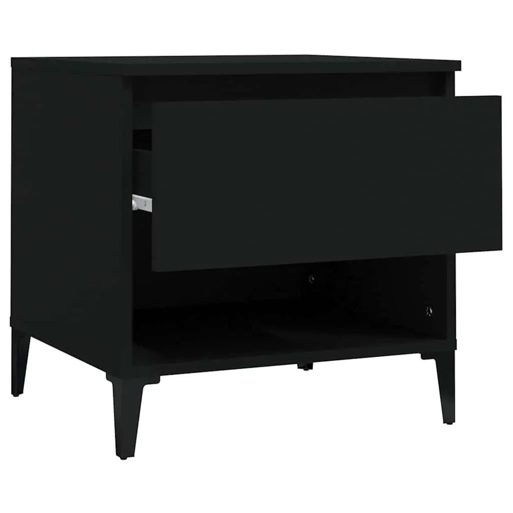 End Tables Black 50W x 46D x 50H cm 2 Piece with Storage Drawer and Compartment