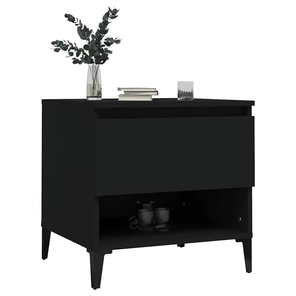 End Tables Black 50W x 46D x 50H cm 2 Piece with Storage Drawer and Compartment