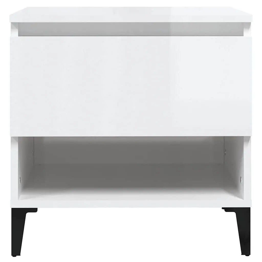 End Table White Engineered Wood 50cm Storage Drawer Compartment Living Room Accent