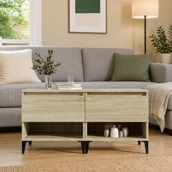 End Tables 2 pcs Brown Engineered Wood Side Tables with Drawer Storage
