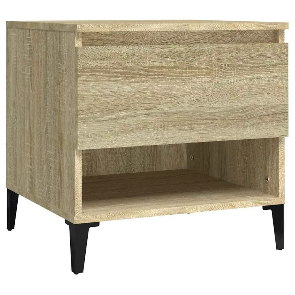 Side Tables Brown 2 Piece Engineered Wood with Drawer Storage