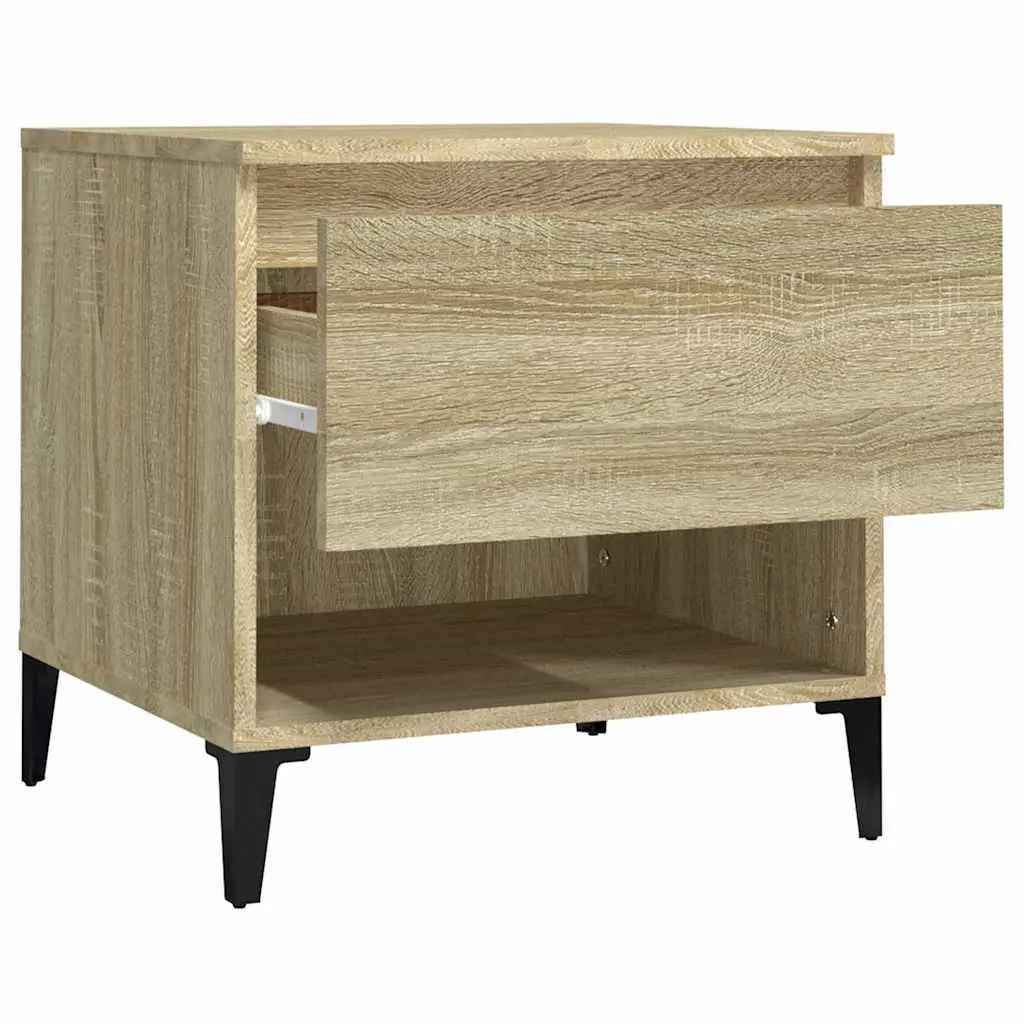 Side Tables Brown 2 Piece Engineered Wood with Drawer Storage