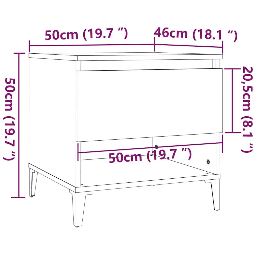 End Tables Grey 2 pcs Engineered Wood with Drawer Storage Compartment Industrial Style