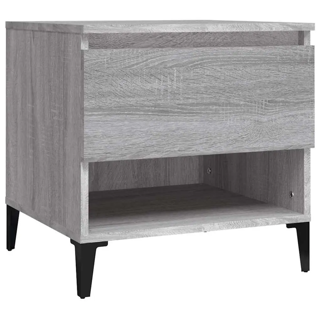 End Tables Grey 2 pcs Engineered Wood with Drawer Storage Compartment Industrial Style